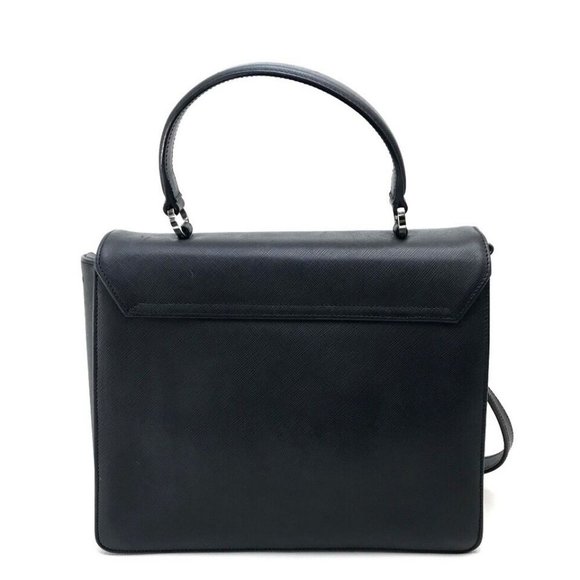 SALVATORE FERRAGAMO Gancini Shoulder Hand Bag 2way bag Black Leather - Picture 2 of 16